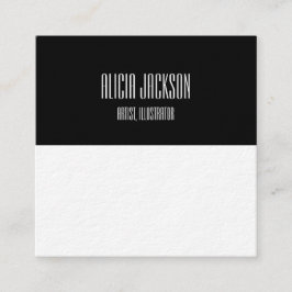 Tarjeta De Visita Cuadrada Bloque de color blanco negro geométrico Minimalist