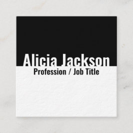 Tarjeta De Visita Cuadrada Bloque de color blanco negro Minimalista moderno