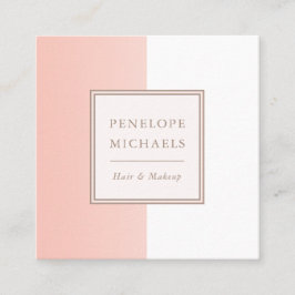 Tarjeta De Visita Cuadrada Bloque de color blanco y coral suave