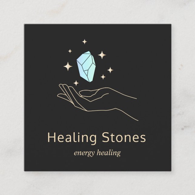 Tarjeta De Visita Cuadrada Blue Gemstone Energy Crystal Healer (Anverso)