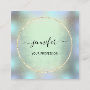 Tarjeta De Visita Cuadrada Blue Gold Holograph Profesional Makeup Smoky