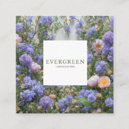 Tarjeta De Visita Cuadrada Blue Lavender Floral Square Frame Bohemian