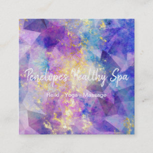 Tarjeta De Visita Cuadrada Blue Purple Gold Abstract Square Business Card