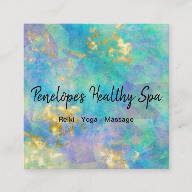 Tarjeta De Visita Cuadrada Blue Purple Gold Abstract Square Business Card (Anverso)