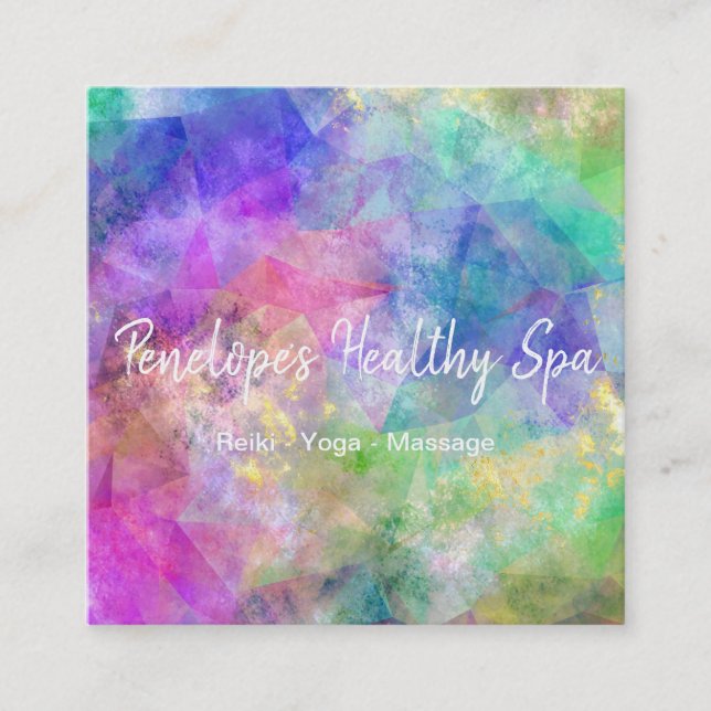 Tarjeta De Visita Cuadrada Blue Purple Green Abstract Square Business Card (Anverso)