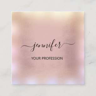 Tarjeta De Visita Cuadrada Blue Smok Rosa Gold Ombre Profesional