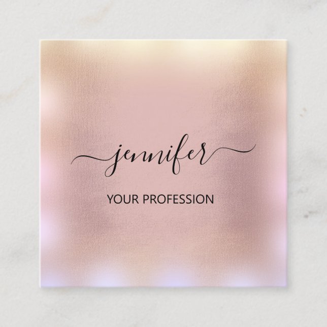 Tarjeta De Visita Cuadrada Blue Smok Rosa Gold Ombre Profesional (Anverso)