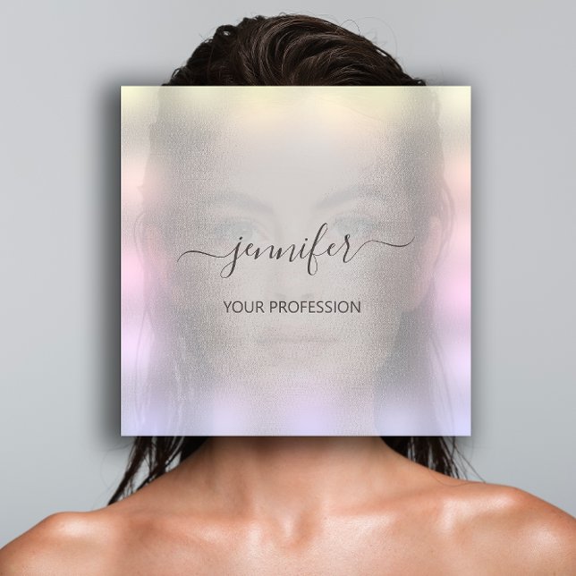 Tarjeta De Visita Cuadrada Blue Smoky Gray Ombre Profesional Maquillaje (Blue Smoky Gray Ombre Professional Makeup Square Business Card)