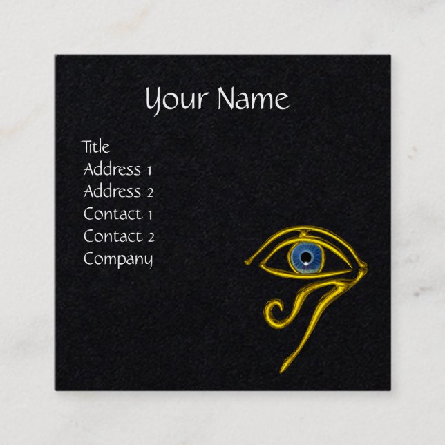 Tarjeta De Visita Cuadrada BLUE TALISMAN HORUS EYE Divinity Black Paper (Anverso)