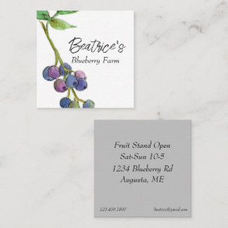 Tarjeta De Visita Cuadrada Blueberry Hobby Fruit Farm Business