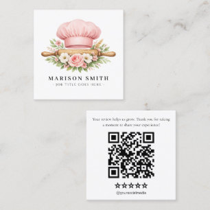 Tarjeta De Visita Cuadrada Blush Chef Elementos Esenciales de Repostería 