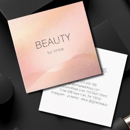 Tarjeta De Visita Cuadrada Blush Gold Glow Gradient Salon