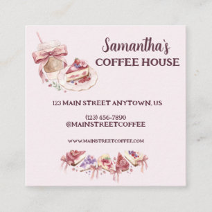 Tarjeta De Visita Cuadrada Blush Patisserie Cafe Marca Personalizada