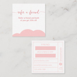 Tarjeta De Visita Cuadrada Blush pink and white Referrel Loyalty card
