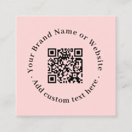 Tarjeta De Visita Cuadrada Blush Pink QR | Modern Professional Contact Design