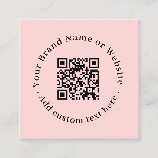 Tarjeta De Visita Cuadrada Blush Pink QR | Modern Professional Contact Design (Anverso)