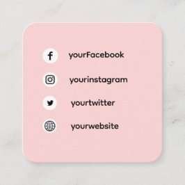 Tarjeta De Visita Cuadrada Blush Pink Social Media | Diseño Encantado de Cono