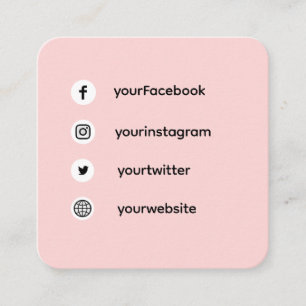 Tarjeta De Visita Cuadrada Blush Pink Social Media Diseño Encantado de Cono