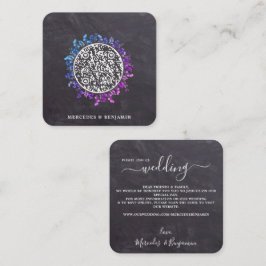 Tarjeta De Visita Cuadrada Boda de código QR botánico de eucalipto ruso