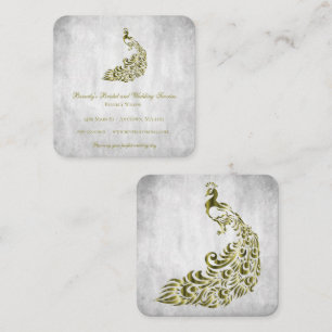 Tarjeta De Visita Cuadrada Boda de pavos reales y servicios para novias