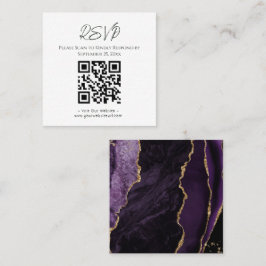 Tarjeta De Visita Cuadrada Boda del Purpurina de oro del sitio web de RSVP Pu
