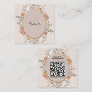 Tarjeta De Visita Cuadrada Boda floral de Peonía Blanca y Rosa Rosada 
