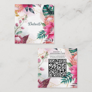 Tarjeta De Visita Cuadrada Boda Jardín Floral Paraíso Polvo de Estrellas Trop