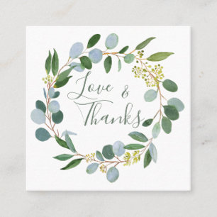 Tarjeta De Visita Cuadrada Boda verde, eucalipto flor