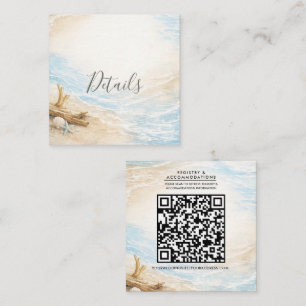 Tarjeta De Visita Cuadrada Bodas de Playa con Acuarela de Mareas Eternas