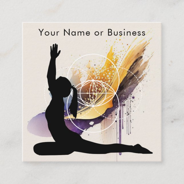 Tarjeta De Visita Cuadrada Boho Artful Yoga Vesica Pisces Geometría Sagrada (Anverso)