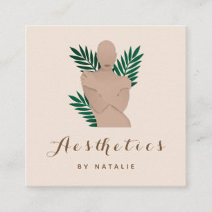 Tarjeta De Visita Cuadrada Boho Chica de estética cuerpo Silhouette Social Me