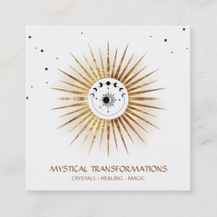 Tarjeta De Visita Cuadrada *~* Boho de luz mágica Luna Lunar Celestial Luna 