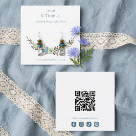 Tarjeta De Visita Cuadrada Boho Dusty Blue Floral Jewelry Card TMF26