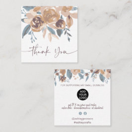 Tarjeta De Visita Cuadrada Boho earthy moda floral acuarela orden gracias