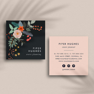 Tarjeta De Visita Cuadrada Boho Floral