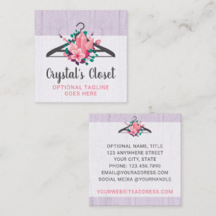 Tarjeta De Visita Cuadrada Boho Floral Clothes Hanger Closet Fashion Boutique