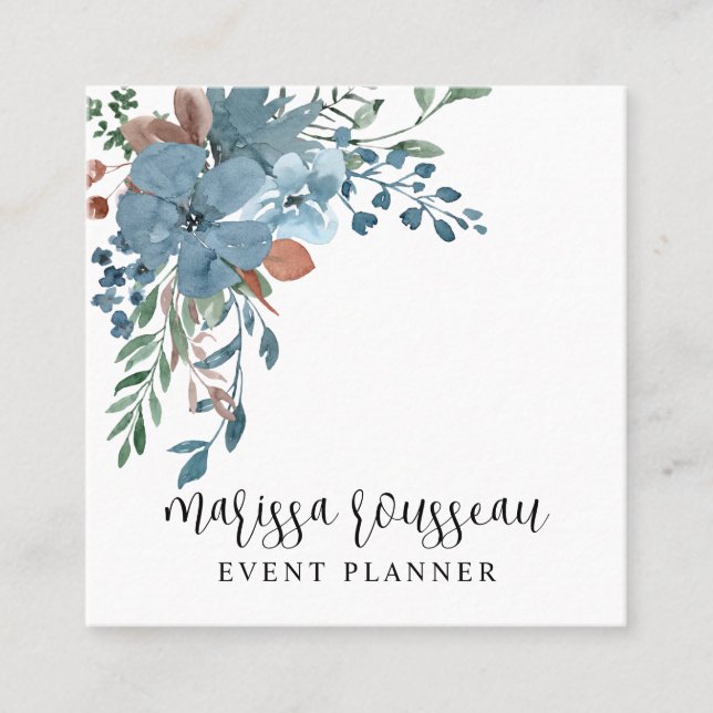 Tarjeta De Visita Cuadrada Boho Floral Event Planner Square Business Card (Anverso)