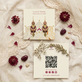 Tarjeta De Visita Cuadrada Boho Gold Mandala Joyería Expositor MH26