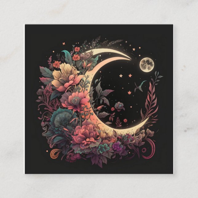 Tarjeta De Visita Cuadrada Boho Moon (Anverso)