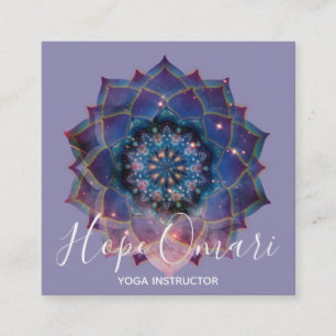 Tarjeta De Visita Cuadrada Boho Nebula Bloom Diseño de Mandala