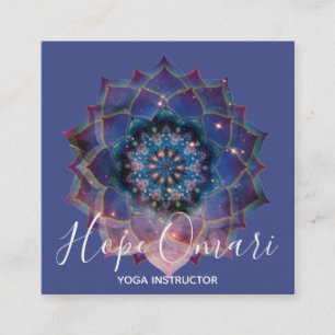 Tarjeta De Visita Cuadrada Boho Nebula Bloom   Diseño de Mandala