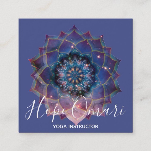 Tarjeta De Visita Cuadrada Boho Nebula Mandala, místico (Anverso)
