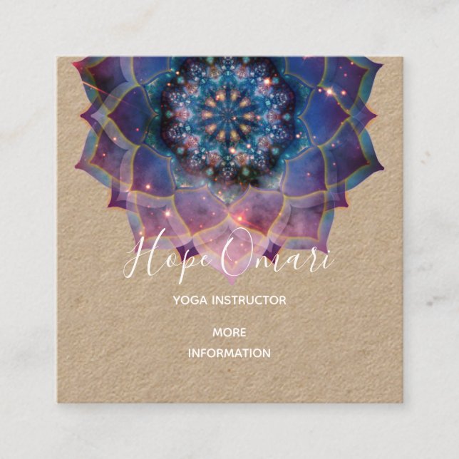Tarjeta De Visita Cuadrada Boho Nebula Mandala, místico (Anverso)