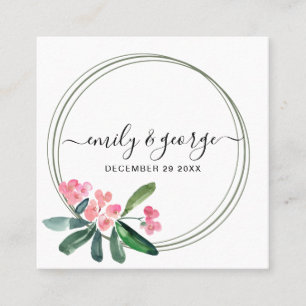 TARJETA DE VISITA CUADRADA BOHO PINK CHRIST THORN BLOOM BODA SITIO WEB RSVP