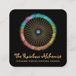 Tarjeta De Visita Cuadrada *~* Boho Purpurina Chakra de Geometría Sagrada de 