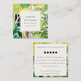 Tarjeta De Visita Cuadrada Boho Tropical Foliage Botanical Review Request