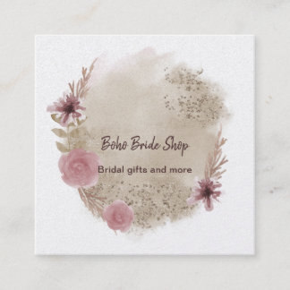 Tarjeta De Visita Cuadrada Boho Watercolor Floral Square Business Card