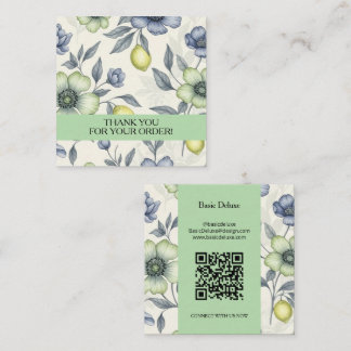 Tarjeta De Visita Cuadrada Boho Watercolor Wildflower Thank you card