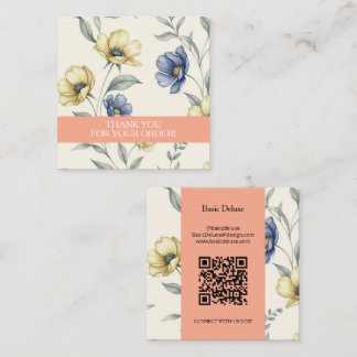 Tarjeta De Visita Cuadrada Boho Watercolor Wildflower Thank you card