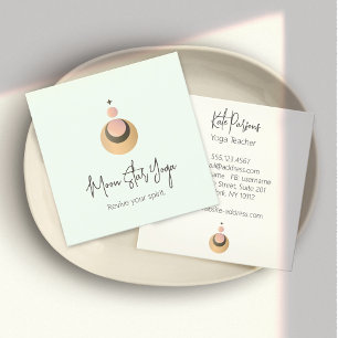 Tarjeta De Visita Cuadrada Boho Yoga Energy Healer Celestial